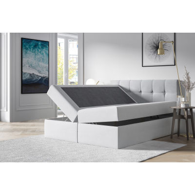 Stylová manželská postel s úložným prostorem RECIVIO světle šedá 160 x 200 + TOPPER ZDARMA