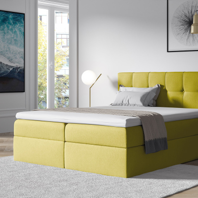 Čalouněná postel s úložným prostorem RECIVIO žlutá 140 + TOPPER ZDARMA