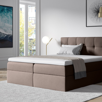 Stylová manželská postel s úložným prostorem RECIVIO hnědá 180 x 200