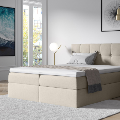 Stylová manželská postel s úložným prostorem RECIVIO smetanová 180 x 200