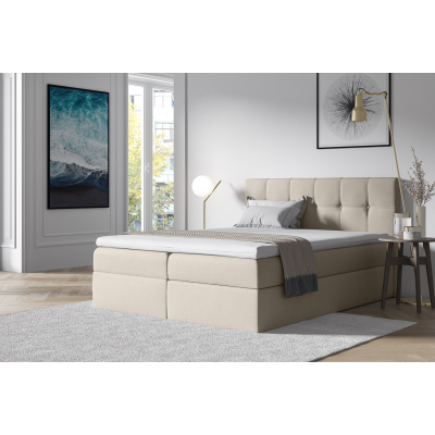 Stylová manželská postel s úložným prostorem RECIVIO smetanová 180 x 200