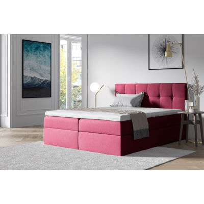 Stylová manželská postel s úložným prostorem RECIVIO bordó 160 x 200