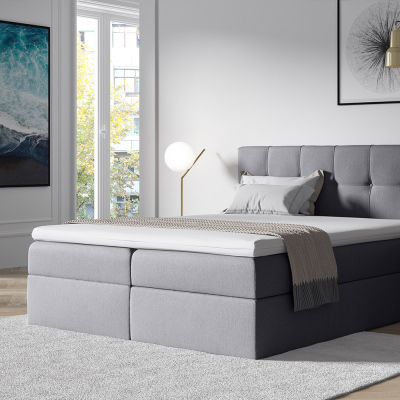 Čalouněná postel s úložným prostorem RECIVIO světle šedá 140 x 200