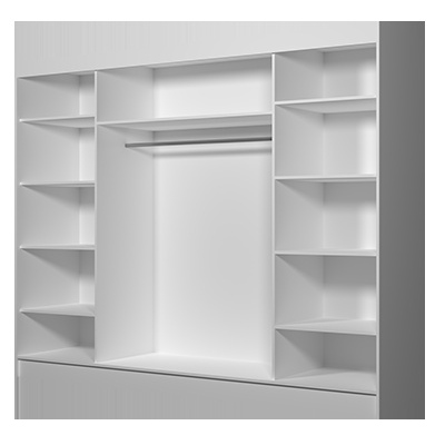 Moderní šatní skříň Alivia 250 cm, bílá se zrcadlem