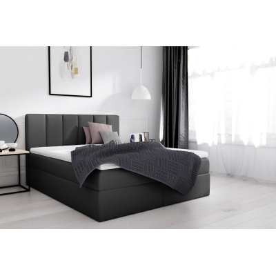 Stylová manželská postel Sven s úložným prostorem černá eko kůže 160 x 200