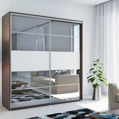 Zrcadlová šatní skříň BENEDICTO, šířka 100 cm, výška 215 cm