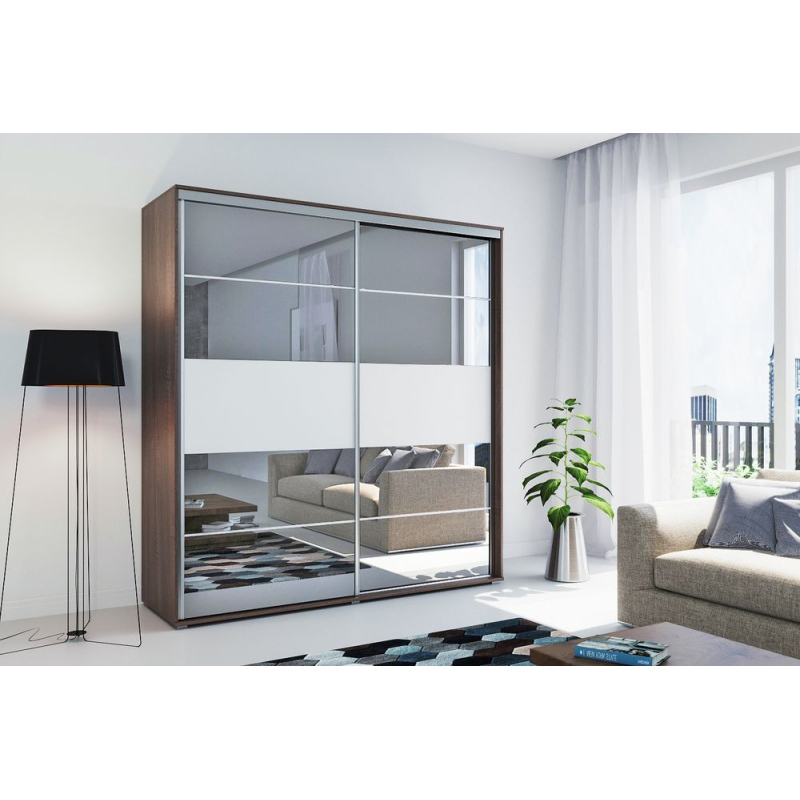 Zrcadlová šatní skříň BENEDICTO, šířka 175 cm, výška 215 cm