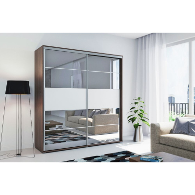 Zrcadlová šatní skříň BENEDICTO, šířka 175 cm, výška 215 cm