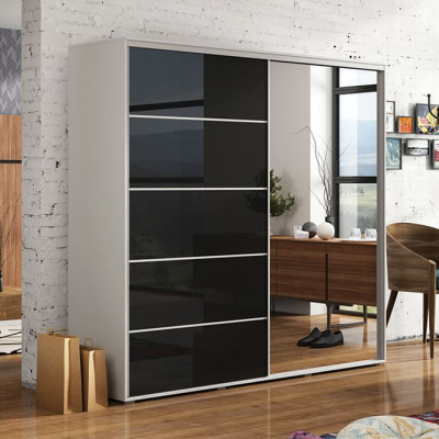 Zrcadlová šatní skříň EDUARDO, šířka 230 cm, výška 245 cm