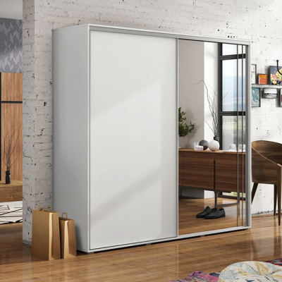 Prostorná šatní skříň se zrcadlem HUGO, šířka 125 cm, výška 245 cm