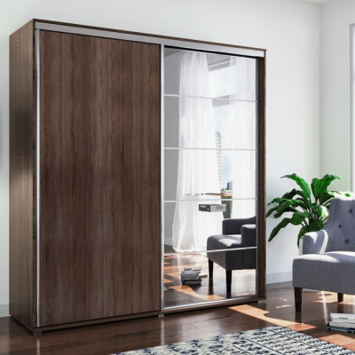 Prostorná zrcadlová šatní skříň JACOBO, šířka 100 cm, výška 245 cm