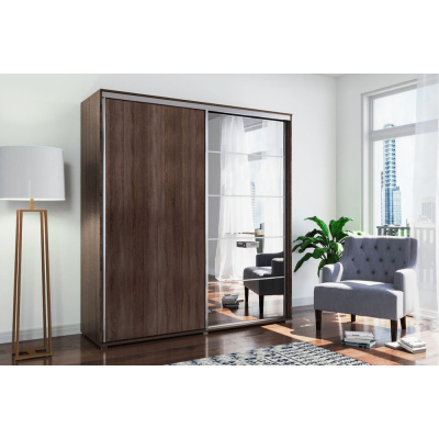 Prostorná zrcadlová šatní skříň JACOBO, šířka 125 cm, výška 215 cm