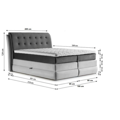 Mohutná kontinentální postel Vika 180x200, růžová