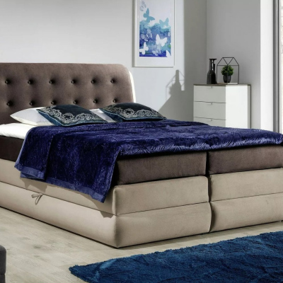 Mohutná kontinentální postel Vika 200x200, hnědá + latte