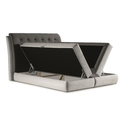 Mohutná kontinentální postel Vika 200x200, grafit + stříbrná