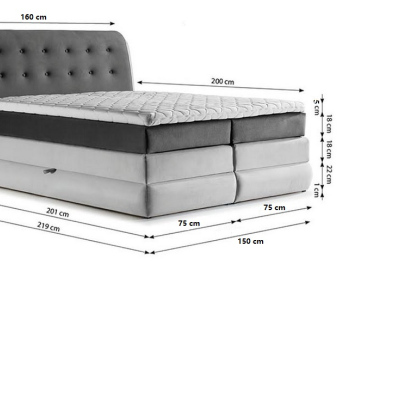 Mohutná kontinentální postel Vika 140x200, růžová + TOPPER