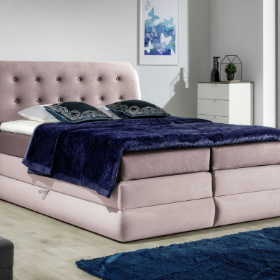 Mohutná kontinentální postel Vika 140x200, růžová + TOPPER