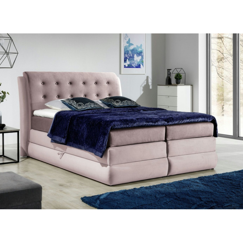 Mohutná kontinentální postel Vika 160x200, růžová + TOPPER