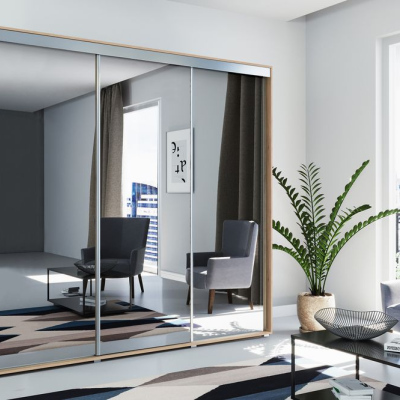 Zrcadlová šatní skříň MIGUEL, šířka 278 cm