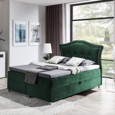 Elegantní rustikální postel Bradley 120x200, zelená + TOPPER