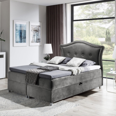 Elegantní rustikální postel Bradley 120x200, šedá + TOPPER
