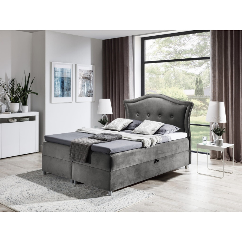 Elegantní rustikální postel Bradley 120x200, šedá + TOPPER