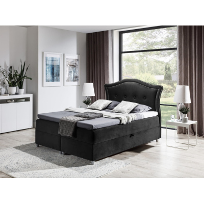 Elegantní rustikální postel Bradley 120x200, černá + TOPPER
