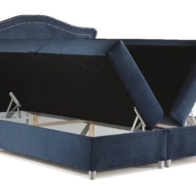 Elegantní rustikální postel Bradley 120x200, modrá + TOPPER