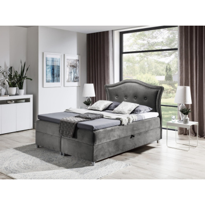 Elegantní rustikální postel Bradley 160x200, šedá + TOPPER