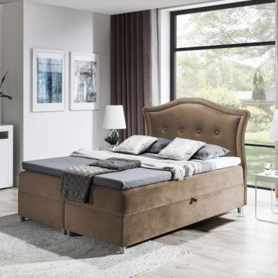 Elegantní rustikální postel Bradley 180x200, světle hnědá + TOPPER