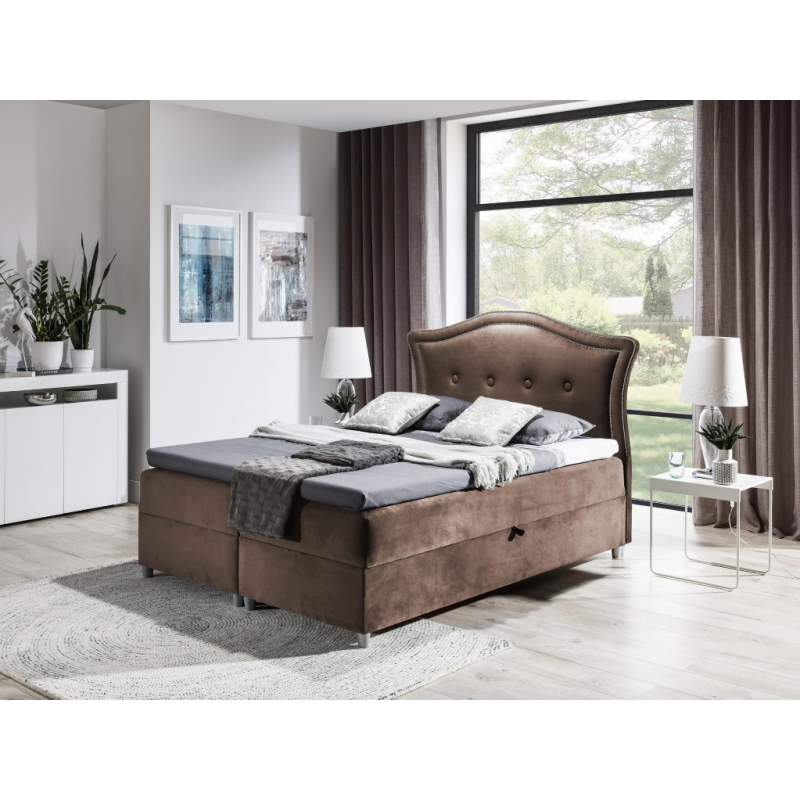 Elegantní rustikální postel Bradley 180x200, hnědá + TOPPER