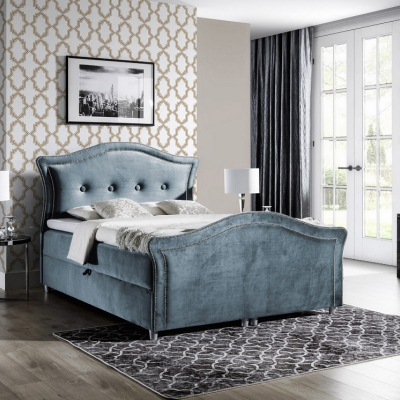 Kouzelná rustikální postel Bradley Lux 160x200, šedomodrá