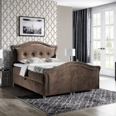Kouzelná rustikální postel Bradley Lux 200x200, hnědá
