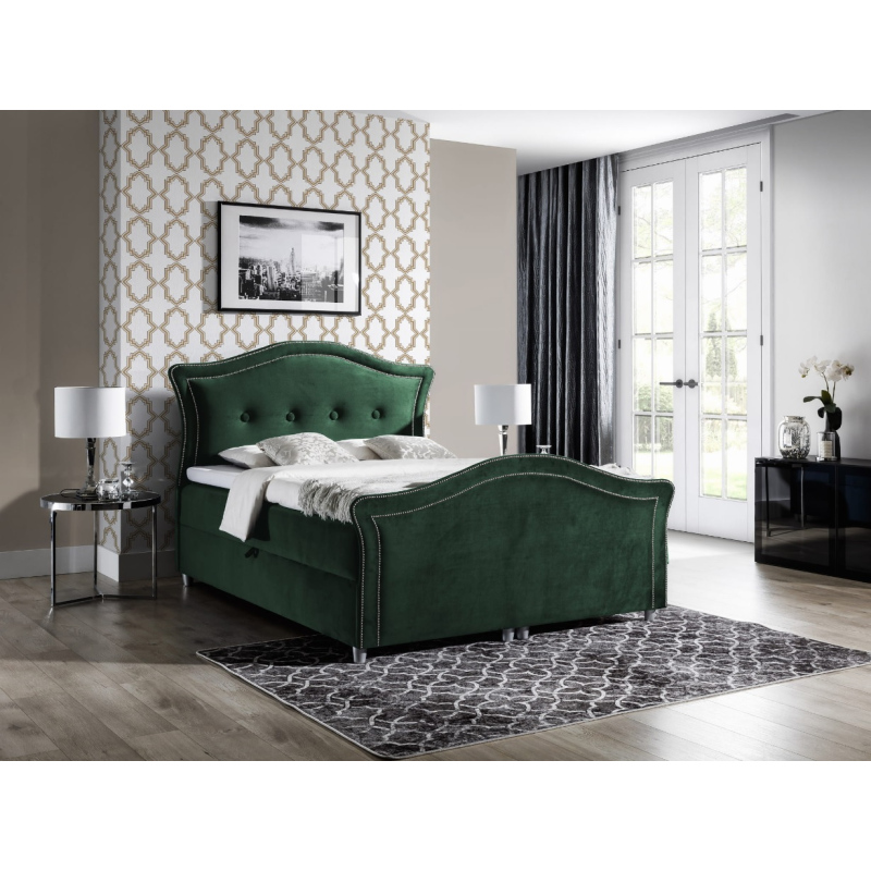 Kouzelná rustikální postel Bradley Lux 140x200, zelená + TOPPER