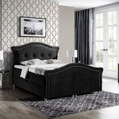 Kouzelná rustikální postel Bradley Lux 140x200, černá + TOPPER