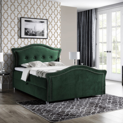 Kouzelná rustikální postel Bradley Lux 160x200, zelená + TOPPER