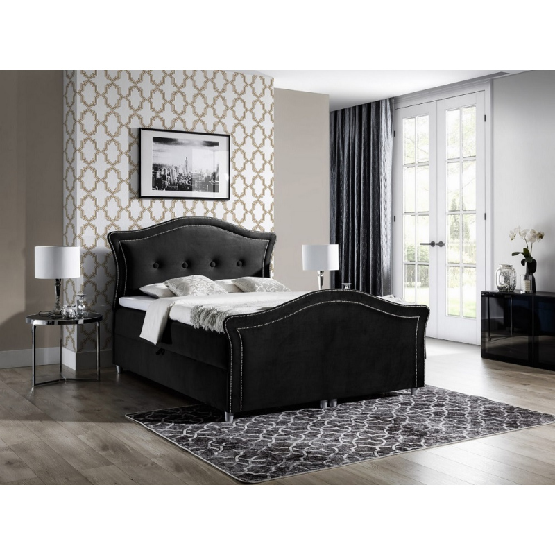 Kouzelná rustikální postel Bradley Lux 180x200, černá + TOPPER