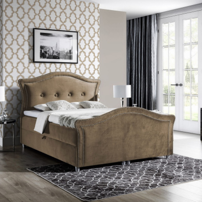 Kouzelná rustikální postel Bradley Lux 200x200, světle hnědá + TOPPER