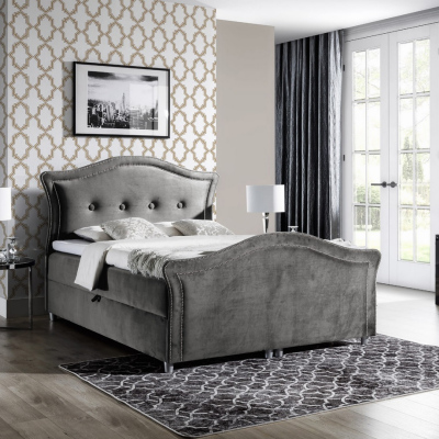 Kouzelná rustikální postel Bradley Lux 200x200, šedá + TOPPER