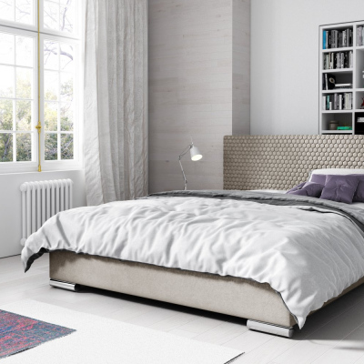 Elegantní čalouněná postel Champ 140x200, béžová