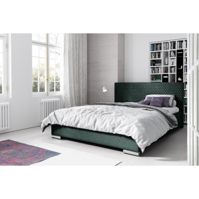 Elegantní čalouněná postel Champ 140x200, zelená