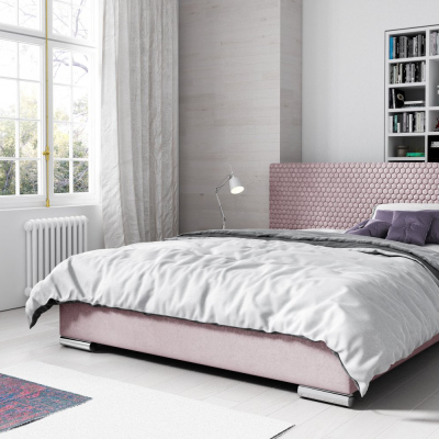 Elegantní čalouněná postel Champ 140x200, růžová