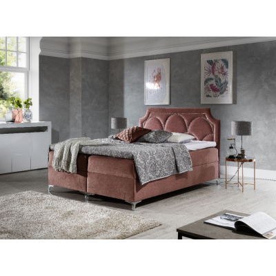 Přepychová postel Cassandra 200x200, starorůžová