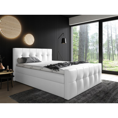 Čalouněná postel Maxim 140x200, bílá eko kůže