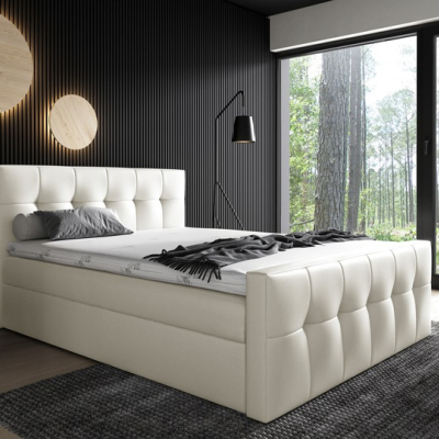 Čalouněná postel Maxim 120x200, béžová eko kůže + TOPPER
