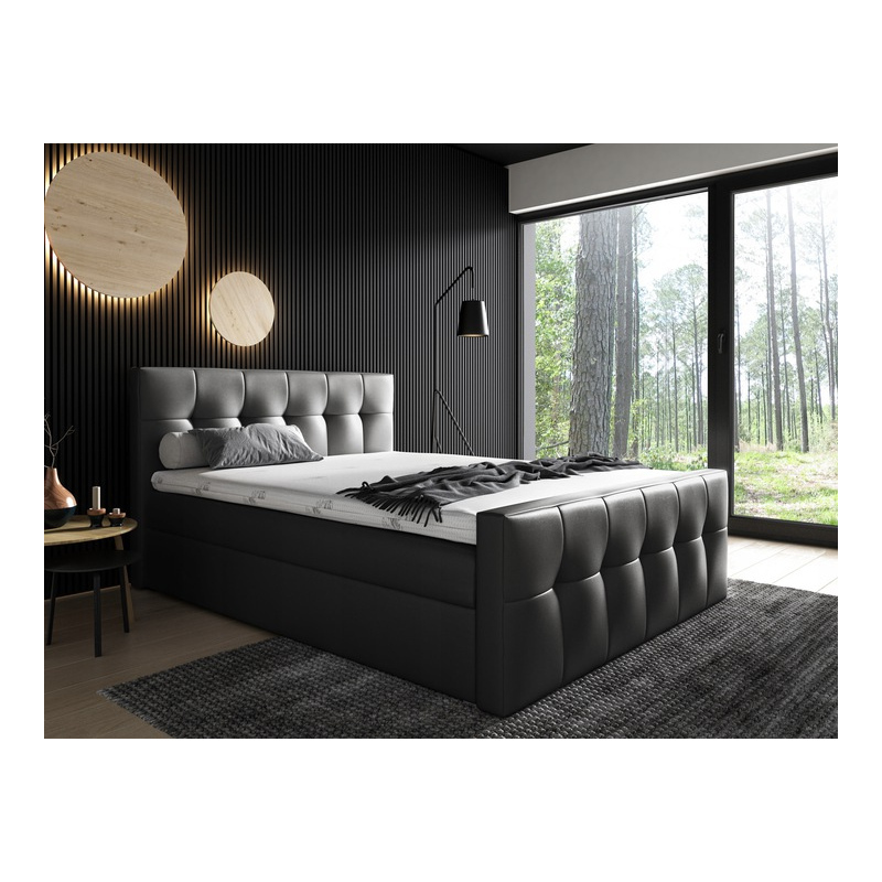 Čalouněná postel Maxim 140x200, černá eko kůže + TOPPER