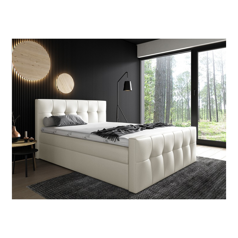 Čalouněná postel Maxim 160x200, béžová eko kůže + TOPPER