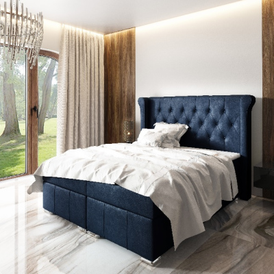 Elegantní čalouněná postel Maximo 120x200, modrá + TOPPER