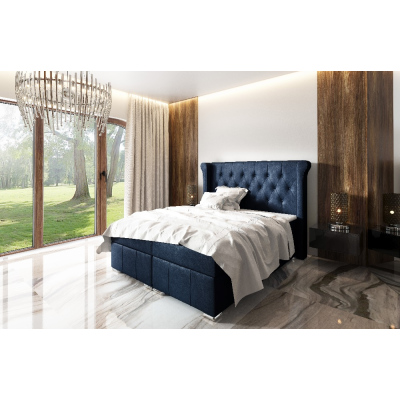 Elegantní čalouněná postel Maximo 120x200, modrá + TOPPER