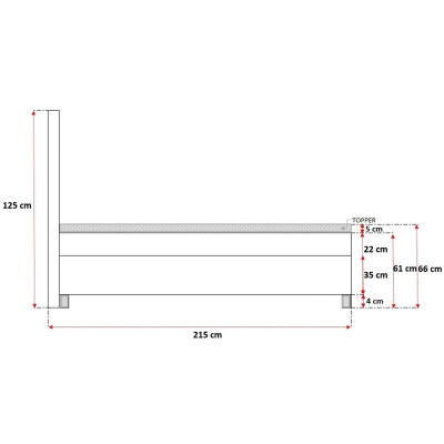 Elegantní čalouněná postel Maximo 120x200, červená + TOPPER